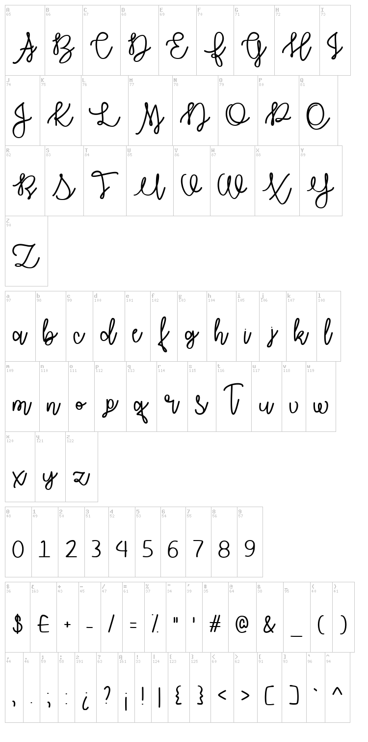 Autumn Moon font map